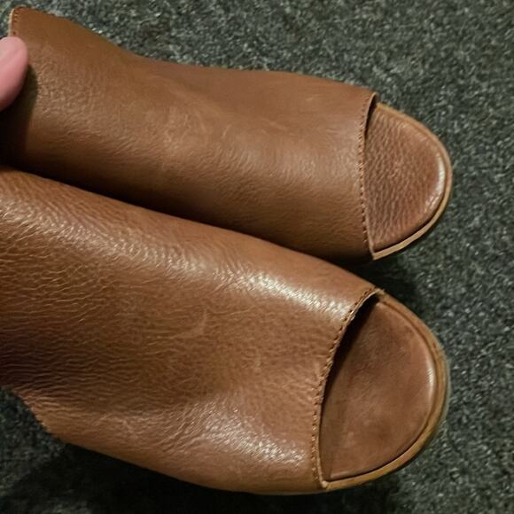 Lucky Brand Junai Style Saddle Brown Leather Open Toe & Sides Booties Women's 11 - Picture 2 of 6